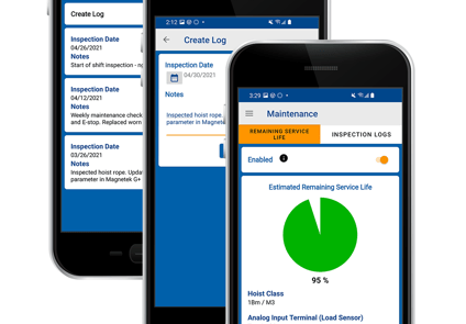 Intelli-Connect Mobile+ Application Shown on Three Different Phone Screens