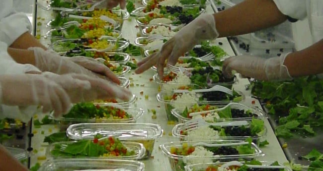 Image of salad on conveyor 